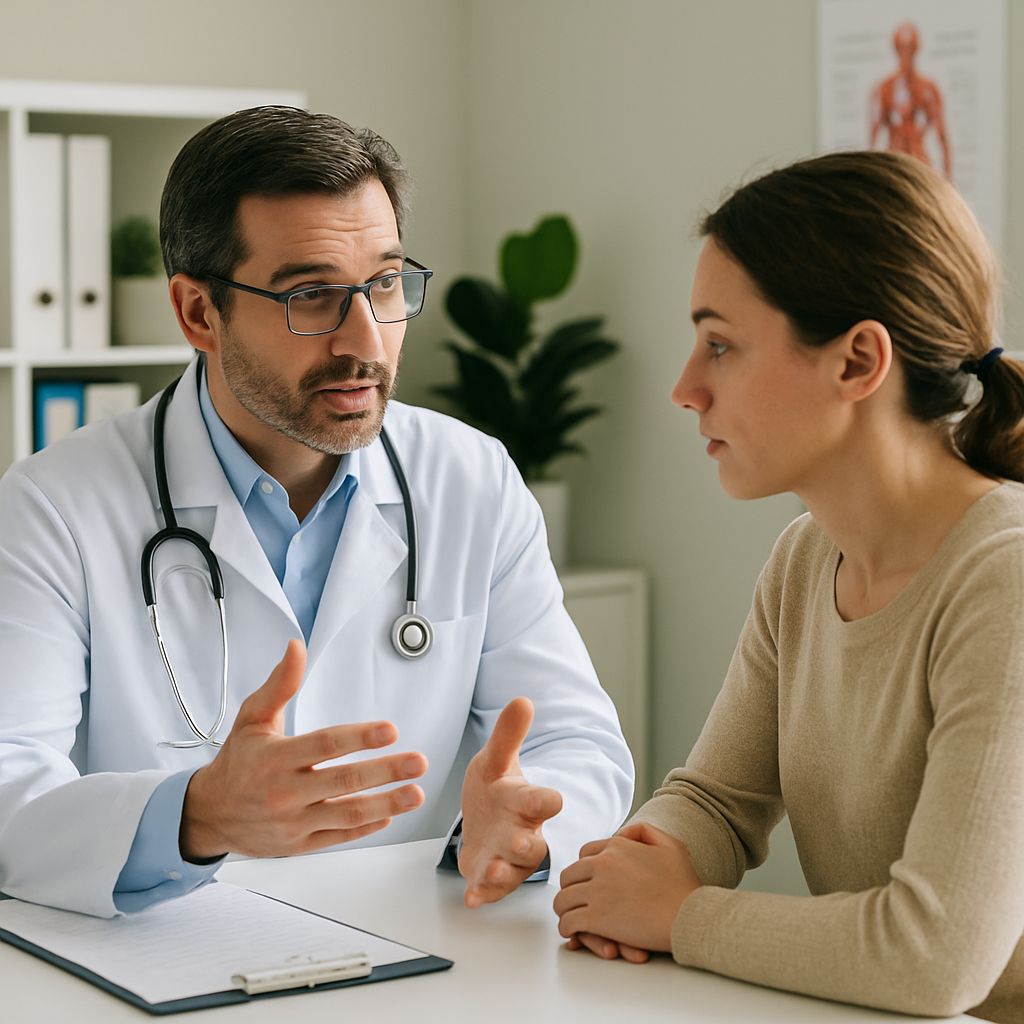A doctor explaining GLP-1 treatment insurance coverage to a patient